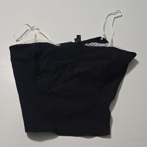 Wild Fable Black Corset Top with White Lace